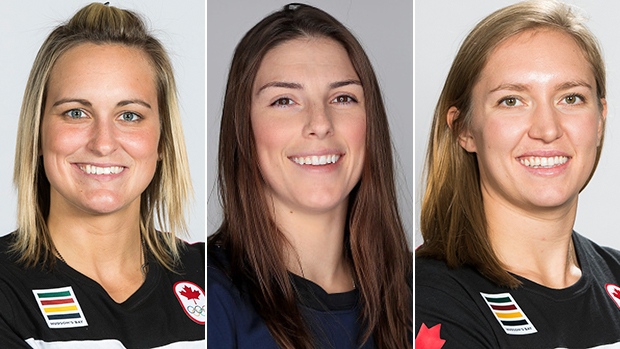 Marie-Philip Poulin, Hilary Knight and Brianne Jenner