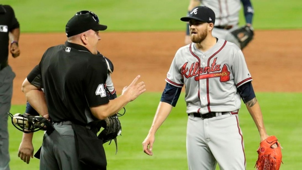 Braves' Gausman tossed for pitch behind Urena