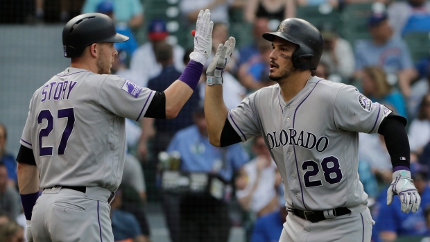 Rockies rookies are sent on a coffee run in full uniform at