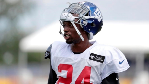 Eli Apple of the New Orleans Saints defends during a game against