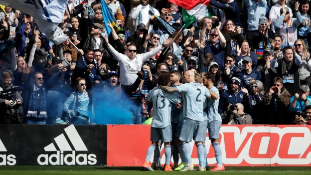 Sporting KC players celebrate