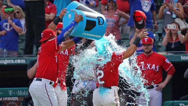 Rougned Odor and Texas Rangers Celebrate