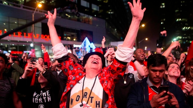 Toronto Raptors fans celebrate