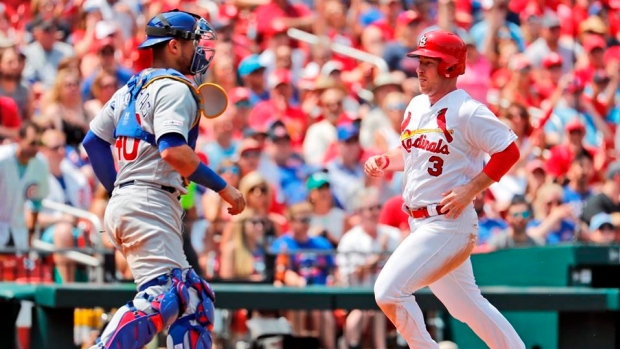 Tommy Pham fools Kim as he tries to take 3rd base after hitting a