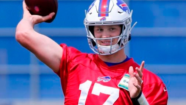 A blue Bills helmet? Josh Allen briefly dons one at the Blue and