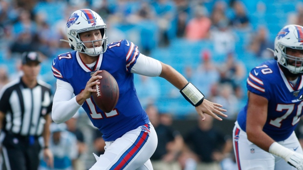 Josh Allen Buffalo Bills Autographed 16 x 20 Blue Jersey Throwing  Photograph