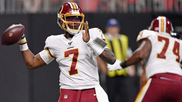 Haskins leads Redskins past fumbling Falcons, 19-7