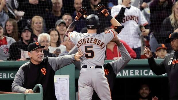 Giants' Mike Yastrzemski homers in Fenway debut with grandfather Carl in  attendance