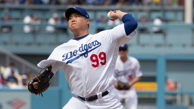 Rockies lose as Hyun-Jin Ryu hits, pitches Dodgers to 100th win