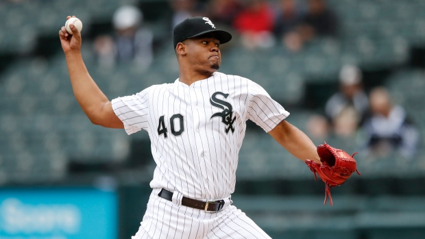 CHICAGO, IL - APRIL 15: Chicago White Sox relief pitcher Reynaldo Lopez  (40) reacts after striking out a batter during an MLB game against the  Baltimore Orioles on April 15, 2023 at