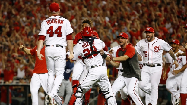 Juan Soto of the Washington Nationals takes a lead off second base in