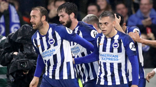 Brighton players celebrate