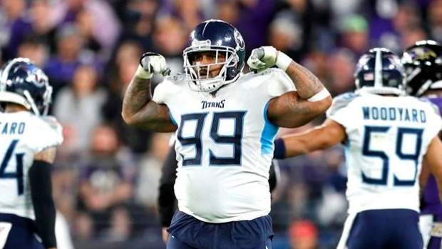 Tennessee Titans defensive end Jurrell Casey (99) looks back