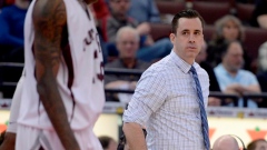 Ottawa University Gee-Gees head coach James Derouin, centre