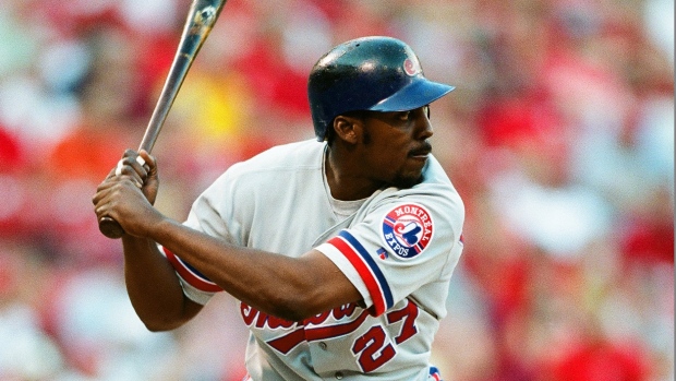 Vladimir Guerrero hits for Montreal Expos' last cycle tonight on