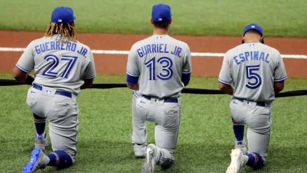 Blue Jays kneel