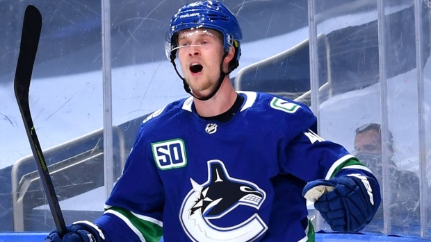 Elias Pettersson of the Vancouver Canucks wears a Chinese Lunar