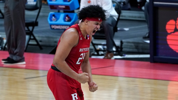 Rutgers guard Ron Harper Jr. celebrates 