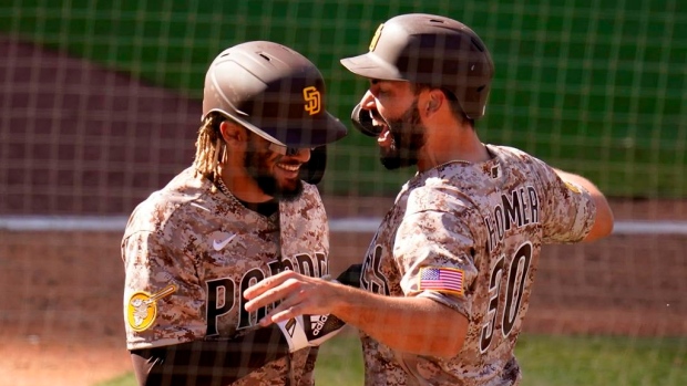 Padres score five in the seventh to upset Dodgers, advance to first NLCS  since 1998