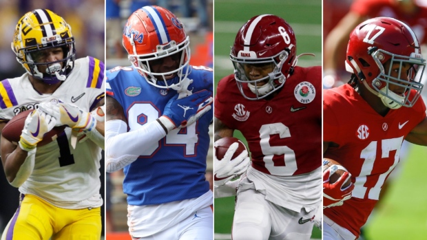 Sunday Night Football on NBC - The TOP 5 WRs in the upcoming NFL draft -  ranked by Chris Simms. Thoughts?! 