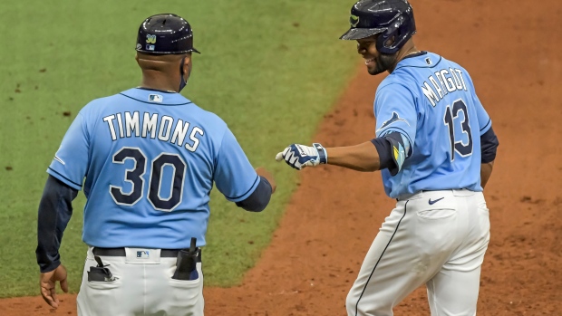 Game Used World Series Blue Jersey: Ozzie Timmons - Game 5