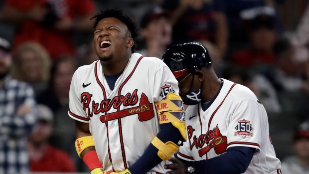 Braves' Acuna leaves game vs. Mets after being hit by pitch