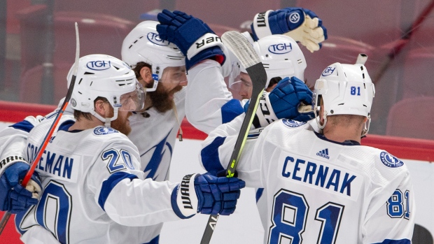 Tampa Bay Lightning Barclay Goodrow celebrates