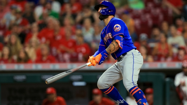 Jonathan India's home run takes out a coffee cup in Reds' bullpen