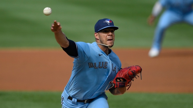 Alek Manoah Toronto Blue Jays Unsigned Delivers First Inning Pitch Photograph