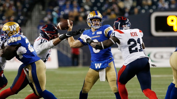 Bombers QB Collaros more comfortable heading into CFL West final