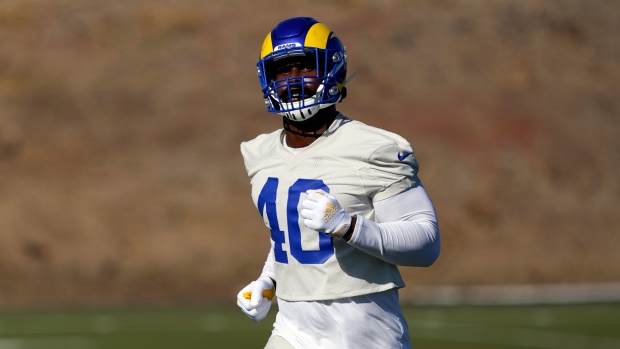 Los Angeles Rams Linebacker Von Miller looks on during the NFL game