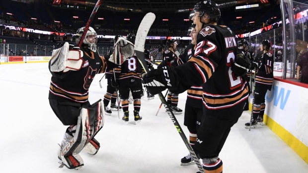 Calgary Hitmen celebrate