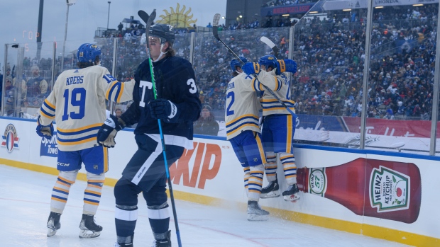 Sabres score 4 unanswered goals to beat Maple Leafs outdoors in Hamilton