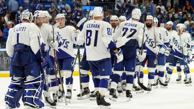 Tampa Bay Lightning six different goal scorers Nashville Predators 