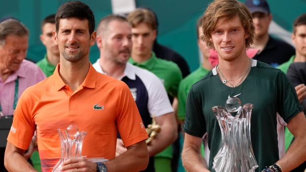 Novak Djokovic and Andrey Rublev 