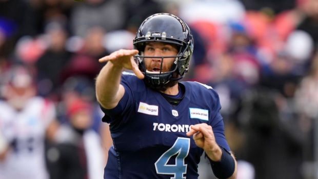 Toronto, Canada. 25th Aug, 2023. Toronto Argonauts quarterback