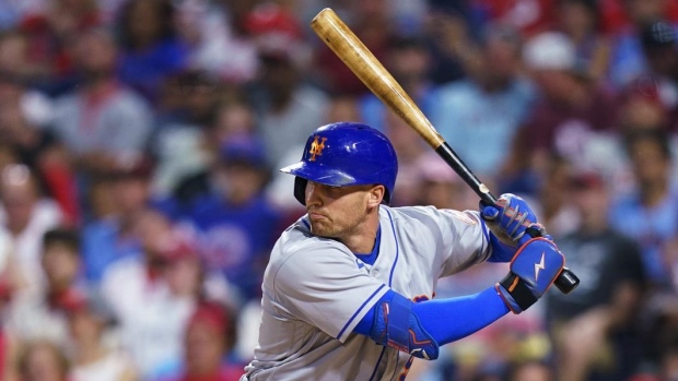 Brandon Nimmo New York Mets Unsigned Prepares to Bat Vertical