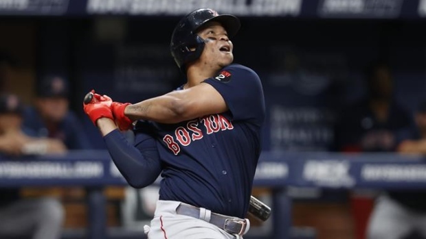 Rafael Devers had a humorous reaction to 'golfing' a home run