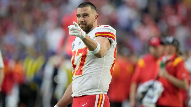 Kansas City Chiefs' Travis Kelce, in WWE belt, gives intense