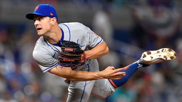 David Robertson #30 - Game Used White Pinstripe Jersey - Mets vs. Marlins -  4/8/23 - 1 IP, 0 ER, 1 K, Earns 2nd Save of the Season