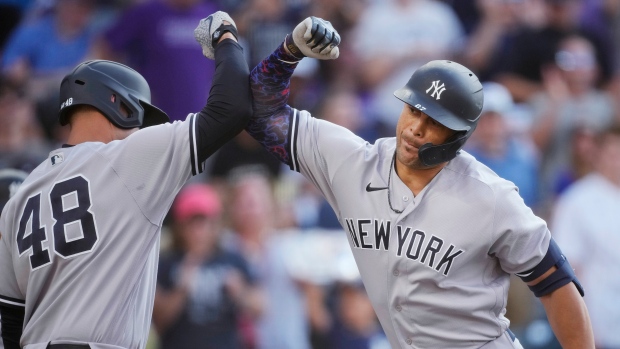 Yankees' Giancarlo Stanton's prodigious postseason power reaches