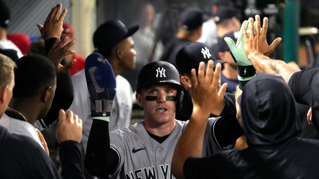 Yankees' Harrison Bader leaves with bruised ribs after being hit