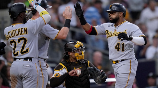 Carlos Santana slugs a pair of 2-run HRs, Pirates go deep 4 times in an 8-4  win over Padres