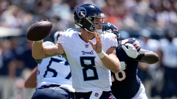 The Tennessee Titans are letting Willis and Levis compete to back up  Tannehill at QB