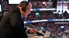 Pierre Houde calling a Montreal Canadiens game at the Bell Centre