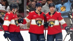 Sam Reinhart, Aleksander Barkov and Gustav Forsling