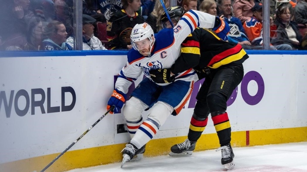 Oilers captain McDavid to have hearing with NHL after match penalty for cross-check Article Image 0