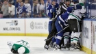 Stars, Lightning players battle after Nesterov hit