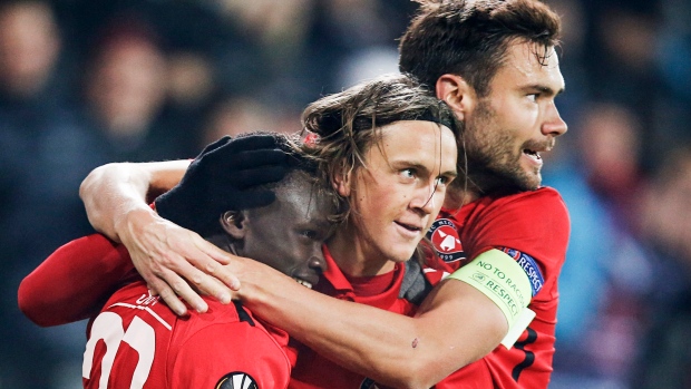 FC Midtjylland players celebrate