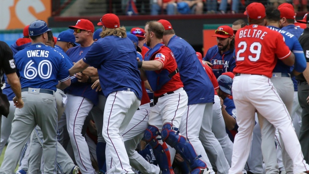 Blue Jays, Rangers Brawl